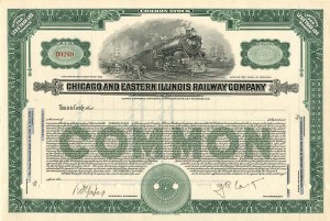 Chicago and Eastern Illinois Railway Co. - Partially Issued Stock Certificate